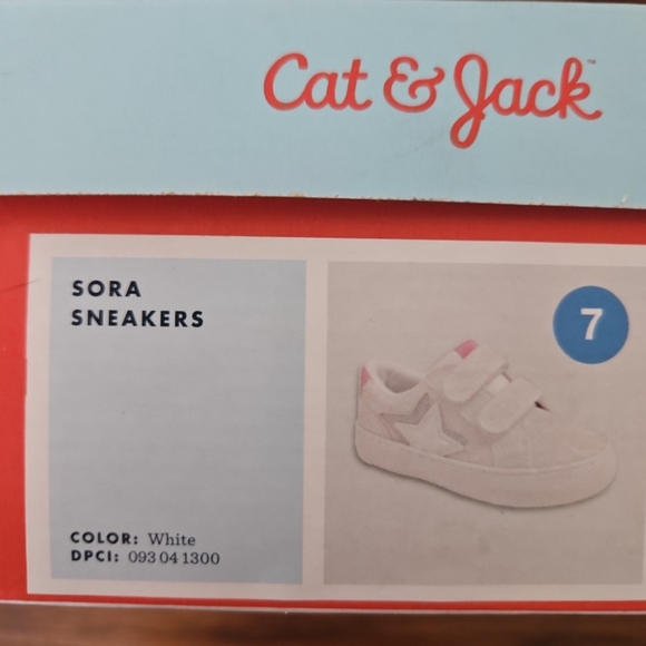NEW Cat & Jack Size 7 Toddler Girl White Glitter Velcro Sora Sneakers shoes - Picture 2 of 7
